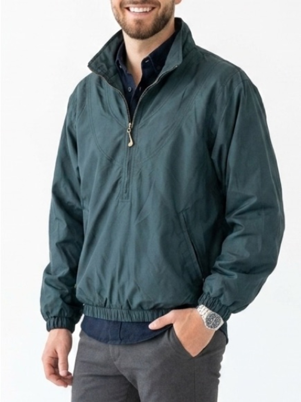 Vintage Sunice Half Zip Windbreaker Jacket Golf Club Zipper Pulls Green Sz S